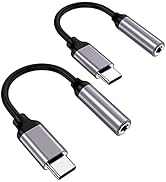 USB Type C to 3.5mm Female Headphone Jack Adapter-2 pa'ck, USB C to Aux Audio Dongle Cable Cord C...