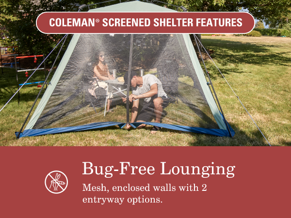 bug free lounging mesh enclosed walls entry door dinner food table camp hike tent kids family easy