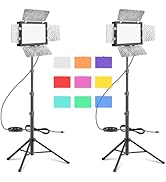 EMART LED Photography Lighting, Studio Light with 53inch Adjustable Tripod Stand and 9 Color Filt...