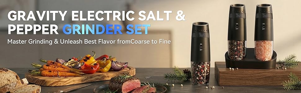 gravity electric salt and pepper grinder set