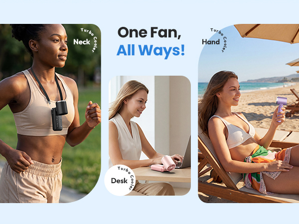 portable fan handheld fan mini fan turbo fan 180° 3 in 1 for hand desk neck cool 21H travel sports