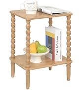 Fultyle Small End Table, Couch Side Table with 2-Tier Storage Shelf, Wood Coffee Table for Bedroo...