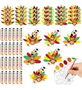 K1tpde Thanksgiving Crafts with Watercolor Paint - 24 Set DIY Watercolor Paint Bulk with Turkey G...