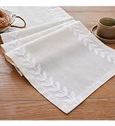 Wracra Embroidered Table Runner Irregular Willow Leaf Table Runners 72 Inches Long for Dresser Ho...