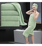Bathroom Towel Set Green 4 Pack-35x70 Towel,600GSM Ultra Soft Microfibers Bath Towel Set Extra La...