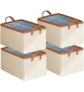 AARAINBOW 4 Pcs Closet Clothes Organizer with Handle, Fabric Storage Bin with Steel Frame Closet ...