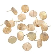 20pcs Stainless Steel Earrings Posts Round Blank Peg Earrings Posts with Loops Flat Pad Ear Compo...