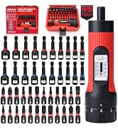 Torque Screwdriver 10-70 in-lb, 45-Piece 1/4" Drive Set with 24 S2 Steel Bits, 20 CR-V Magnetic S...