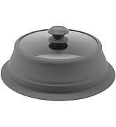 Vented Tempered Glass Lid Wok Lid for Stockpot Pot Pan, 10.5 inch Multifunction Silicone Cover Co...