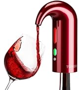 Electric Wine Decanter with One-Touch Pouring, Wine Aerator with Triple Aeration Functions, Red L...