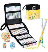 Ohuhu Acrylic Paint Markers Brush Tip: 48 Colors Automatic Ink Control Acrylic Markers High Opaci...