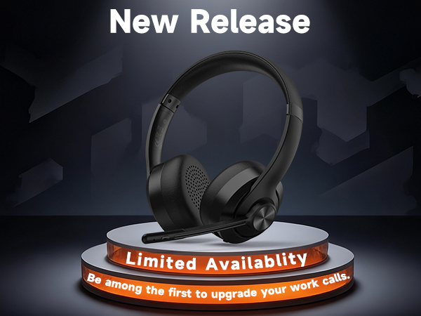 wireless headset with mic remote work bluetooth computer headphones office call center lightweight