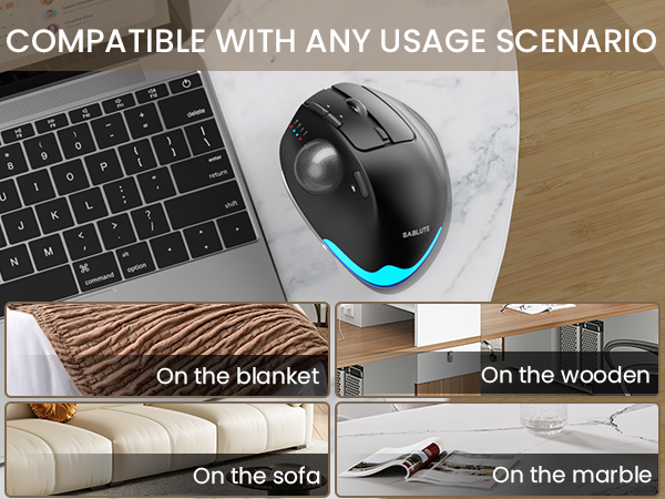 Wireless Trackball Mouse, Ergonomic Bluetooth Rechargeable Computer Mouse