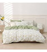 LEMIROE Floral Cotton Comforter Queen Size 3Pcs - Yellow and Blue Tiny Flowers &amp; Little Lambs on ...