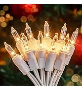 Hopolon 2PACK 50-Count Set Clear Christmas Lights with White Wire,Incandescent Bulb Mini String L...