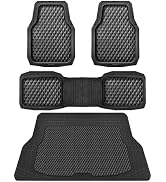 CAR PASS Heavy Duty Rubber Black Car Floor Mats &amp; Cargo Liners, Deep Dish All-Weather Trunk Mats ...