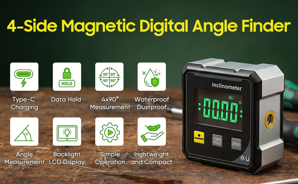 RunBuxd Digital Angle Finder with Electronic Laser, Digital Angle Finder Protractor Inclinometer