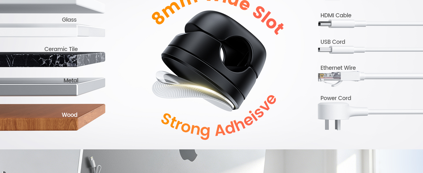 CORD HOLDER FOR DESK FOR NIGHTSTAND CABLE CLIPS CABLE MANAGEMENT