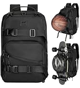 WOLT Skateboard Backpack, 15.6 Inch Laptop Backpack for Men Women, Sports Backpack with Ball Holder