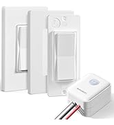 SURAIELEC 3 Way Wireless Light Switch and Receiver Kit, Decorator Rocker Wall Switch, 15 AMP, 100...