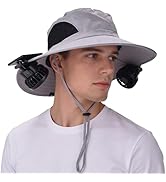 EINSKEY Solar Powered Fan Hat, UPF50+ Wide Brim Bucket Hat with Ultralight Clip-On Fans for Outdo...