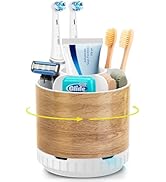 GFWARE Wood Toothbrush Holders Organizers - Rotating Detachable 6 Slots Electric Toothbrush and T...