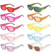 SUNOVELTIES 10 Pack Rectangle Sunglasses for Women Retro Narrow Square Glasses 90s Aesthetic Vint...
