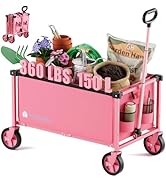 Hombetta Collapsible Wagon Cart with Wheels, 150L Lightweight Foldable Utility Cart, Portable Rol...