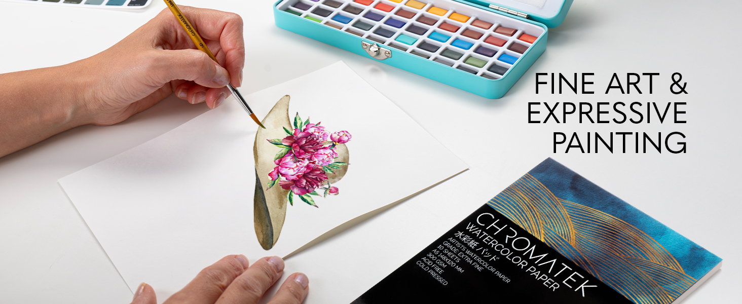Professional Paint Brush, Water Brush Pen, Mixing Palette, 50 Half-Pan Watercolors, Travel case