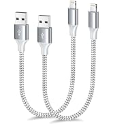 [Apple MFi Certified] Short iPhone Charger 1.5ft 2Pack,USB A to Lightning Cord Nylon Braided 18 I...