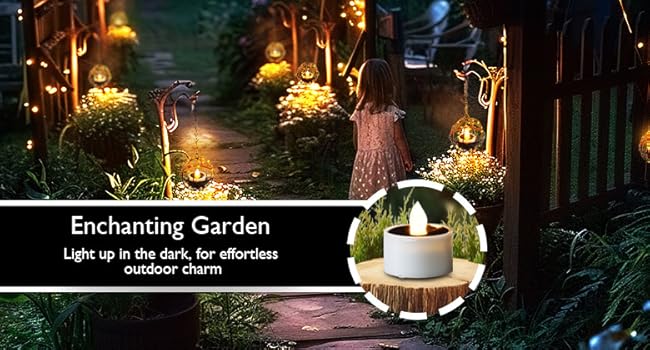 Waterproof Solar Tea Lights Outdoor Lighting, Pack of 8, Warm White