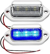 FXC 2pcs Chrome Blue LED License Plate Light For Truck SUV Trailer RV Boat as Step Courtesy Light...