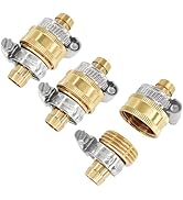 3Sets Brass 1/2" Garden Heavy Duty Hose Mender Repair End Replacement Male Female Connector with ...