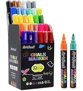 ArtBeek 30 Colors Chalk Markers Erasable Non-Toxic Dry Erase Chalk Markers Reversible Tips For Ki...