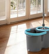 JOYMOOP Spin Mop and Bucket, 360° Mop Head &amp; Telescopic Handle, Wet and Dry Use, 4 Reusable Micro...