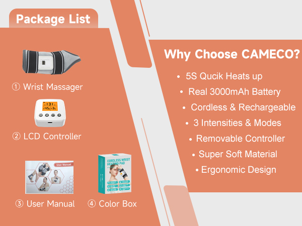 cordless wrist heating pad with massager