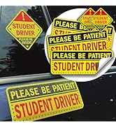5pcs Student Driver Sticker (Non-Magnet) – Reusable, Reflective 'Please Be Patient' Signs for Car...