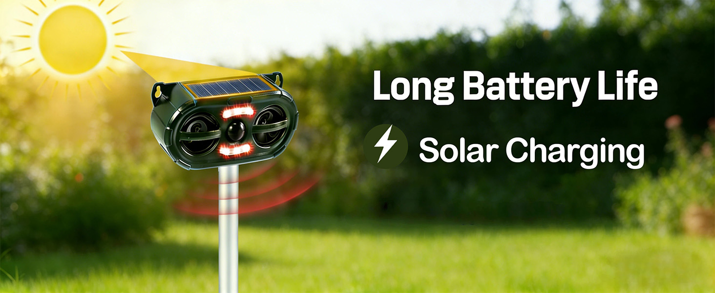 Ultrasonic Cat Repellent Outdoor is solar powered,last for long time