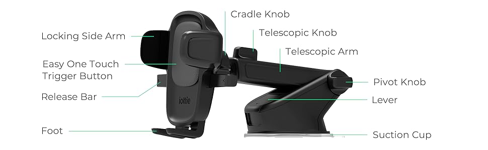 Easy One Touch 5 car phone holder for car and automobile cradle for smartphones
