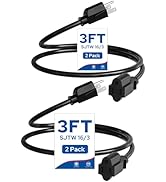 WILAWELS Extension Cord, Power Cable for Indoor and Outdoor Use, 3 Prong Grounded Outlets, for Ch...