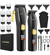 HIENA PRO Professional Hair Clippers and T-Blade Trimmer Kit for Men Cordless Complete Barber Kit...