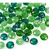 Craftdady 54Pcs Large Hole Loose Beads Colorful Faceted Glass Rondelle Green Bead Mixed Color Cry...