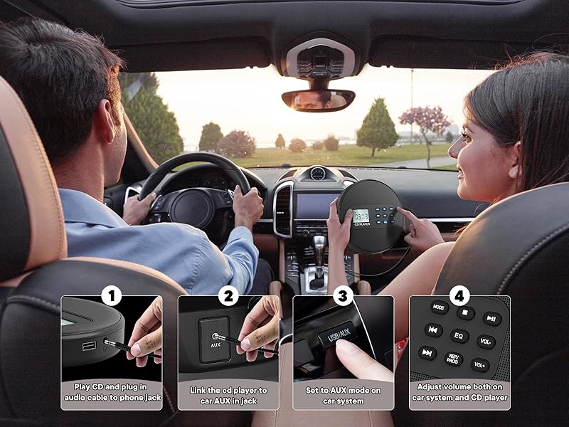 Portable cd player with AUX for car