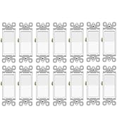 4PK 3 Way + 10 Pack SP Light Switch Rocker,Greencycle 15 Amp Single Pole Light Switch White,SP Pa...