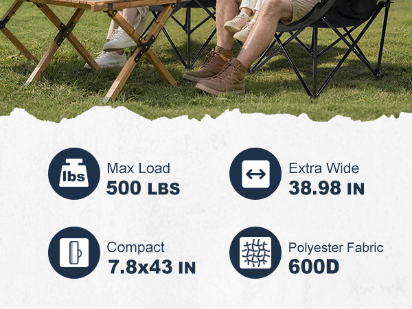 max load 500lbs, extra wide 38.98in, compact 7.8*43in, polyester fabric 600d