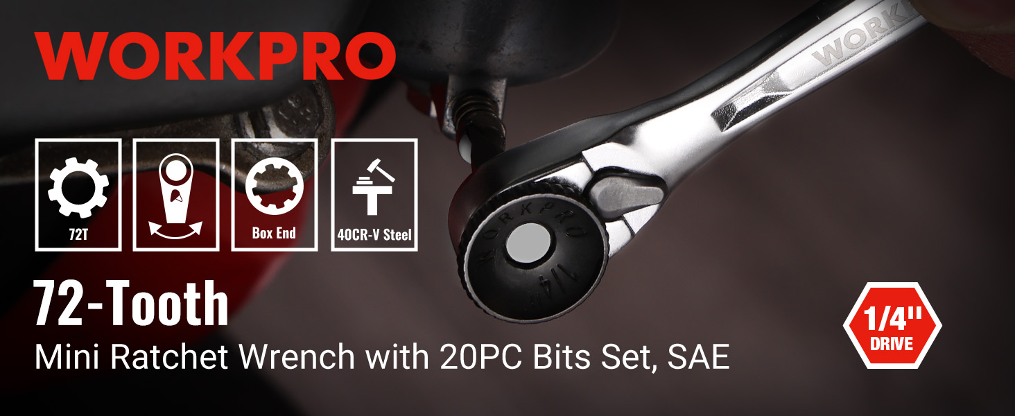 Mini Ratchet Wrench with 20PC Bits Set