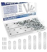 Tmyjfjingxi 108PCS 4Sizes Flat Metal Brace Brackets Mending Plates for Wood Stainless Steel Brack...