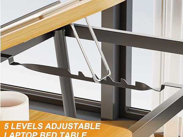 Laptop Desk for Bed, Adjustable Laptops Stand with 5 Adjustable Angles, Portable Lap Tray Table