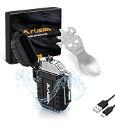 Flissa Waterproof Lighter, Outdoors Windproof Flameless Dual Arc Lighters with Multifunction Spoo...