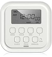 HBN 7 Day Heavy Duty Digital Timer, Dual Outlet, On/Off Programs 3-Prong Programmable Timer, Indo...